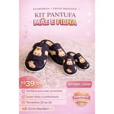 kit 1 pantufa feminina +1 pantufa inafntil mãe e filha Irmãs capivara  chinelinho de quarto estampa fofa quantinha
