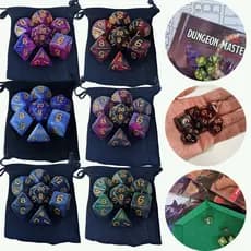 Kit Dados de RPG de Mesa com 7 Dados + Bag de Veludo Grátis!