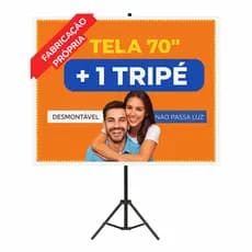 TELA DE PROJEÇÃO 70" POLEGADAS COM TRIPÉ - LONA NÃO PASSA LUZ TELA 70 + 1 TRIPÉ