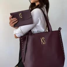 Bolsa Sacola Feminina + Porta Documentos Bolsa Tote Grande de Ombro Trabalho Faculdade