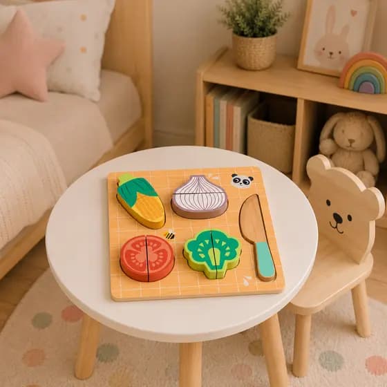 Conjuntos Cozinha Brinquedo Infantil Madeira Educativo Frutas Carne Legumes