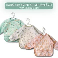 Babador Avental Impermeável BLW Bebê Manga Comprida Proteção