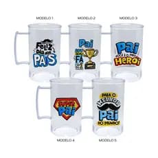 Kit 10 Canecas Dia dos Pais Acrílico 300ml