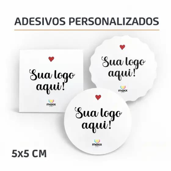 Etiquetas Adesivos 5x5cm 200/300/500/1000 Unidades Com Sua Logo Personalizados
