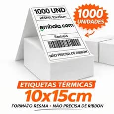 Etiquetas Térmicas 10x15 Pacote com 1000 Formato Resma - Uso Profissional