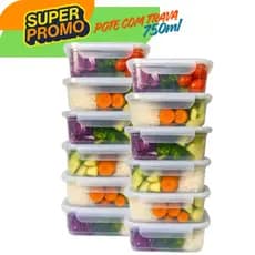 Kit Marmitas Fitness 750ml Freezer E Microondas Potes Plásticos com Trava Grande Kit 5,10,15,20 Unidades
