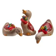 Trio Pato Pequeno Cerâmica Enfeite Casa Decoração Sala Varanda Cozinha