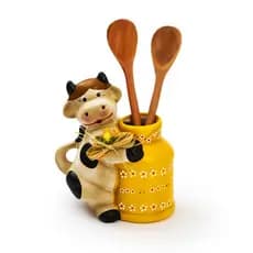 Porta Talher Vaca Latão Decoração Cozinha Cerâmica