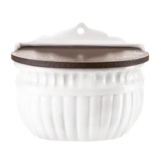 Saleiro Grande Porcelana Branca Relevo Cozinha
