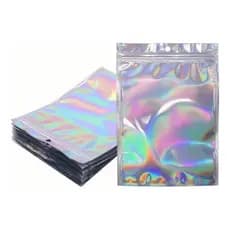 Saco Zip Holográfico Frente Transparente C/ Furo 8x13cm 100uidades