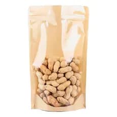 Saco Stand Up Pouch Kraft Frente Transparente Embalagem Para Alimentos Café Doces Kit 10/50 Unid