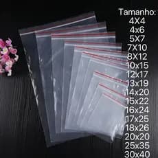 Saco De PE Com Zip Transparente Hermético Escolha O Tamanho 100 Unidades