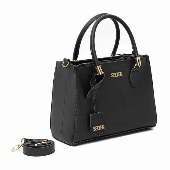 Bolsa Preta Feminina Transversal E De Mão Linda