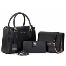 Kit Bolsa Feminina Transversal + Bolsa Bag Balada Corrente + Carteira