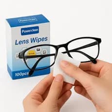 LENÇO UMEDECIDO LIMPA LENTES 100 UNIDADES PARA ÓCULOS CÂMERAS CELULARES E TELAS