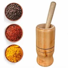 Pilão Com Socador Madeira Amassador Moedor Macerador Alho Temperos 15cm