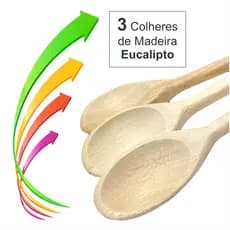 Jogo de Colheres de Madeira 3 Peças Cozinha Confeiteiro Cozinheiro Colher de Pau