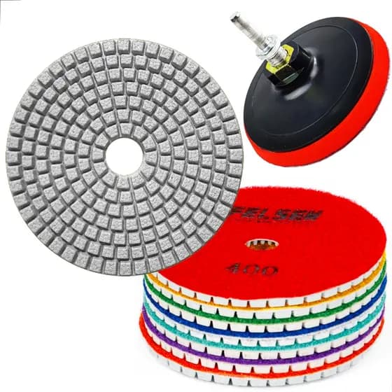 Combo 2 Lixa Diamantada p/ polir porcelanatos marmores e granitos 100mm polimento cortes 45°+suporte