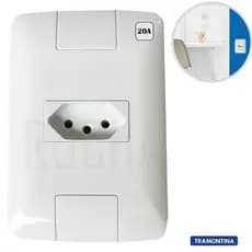 Conjunto Tomada elétrica Simples 20A 250v 2P+T Aria Branca Tramontina