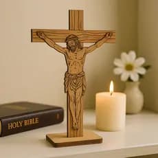 Cruz com Jesus em MDF 3mm – Kit Decorativo Religioso Artesanal