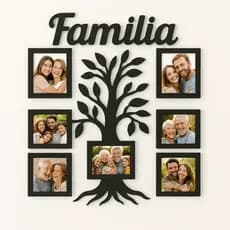 Painel de Parede “Família” com Molduras MDF – Design Moderno e Corte a Laser 80x65cm
