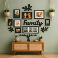 Decoração de Parede Family em MDF – Suporte para Fotos e Lembranças da Família