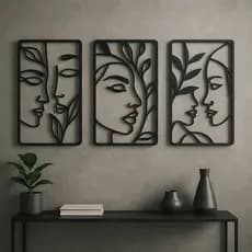 Quadros de Parede Abstratos – MDF Preto – Sala, Cozinha, Escritório