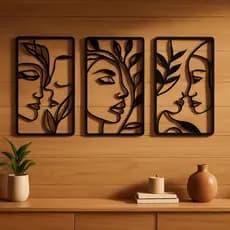 Quadros MDF Corte a Laser – Linha Contínua Abstrata – Decoração Premium
