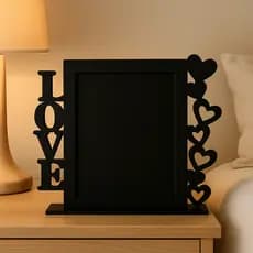 Porta-Retrato Moderno MDF Preto Love para Decoração