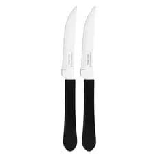Kit 2 Facas de Mesa Churrasco Tramontina Leme Inox Cabo Preto