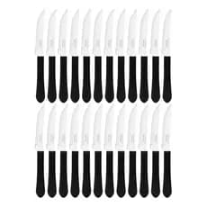 Kit 24 Facas de Mesa Churrasco Tramontina Leme Inox Cabo Preto