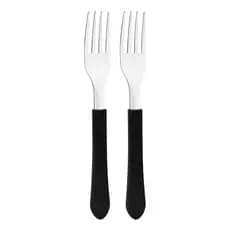 Kit 2 Garfo de Mesa Tramontina Leme Inox Cabo Preto