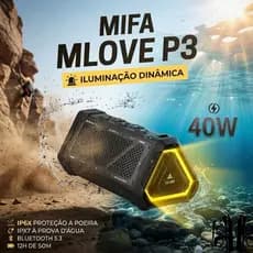 MLOVE P3 Caixa de Som Bluetooth 40W Som Estéreo RGB IPX7 À Prova D'Água TWS Bluetooth 5.3 Micro SD