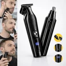 Máquina Cortar Cabelo Profissional Sem Fio USB + Aparador Nariz Pelos Recarregável Portátil Potente