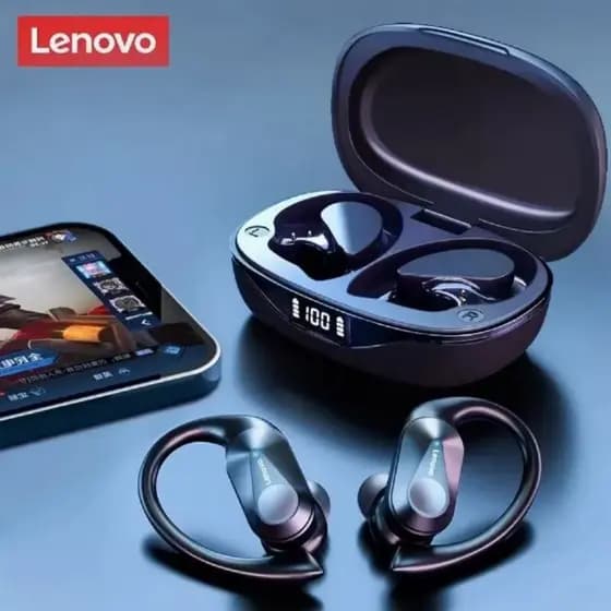 Fone De Ouvido Lenovo LP75 Bluetooth 5.3 Esportivo Impermeável Cancelamento Ruído Original Preto