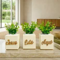 Kit Jesus Está Aqui Vasinhos Decorativos Religiosos – Decoração Casa Escritório Presente