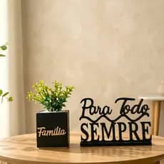 Kit Para Todo Sempre + Vasinho Decorativo Letreiro Família Jesus – Decoração Religiosa Presente