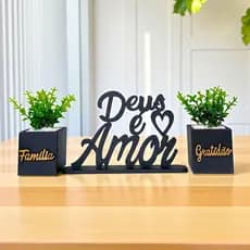 Kit Vasinhos  Decorativos  + " Letreiro Deus é AMOR"  Decoração de Casa