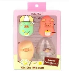 Esponjas de Maquiagem Kit McDull 3 esponjas + porta esponja transparente
