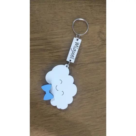 30 Chaveiros Mdf Festividade Nuvem Branca Com Azul