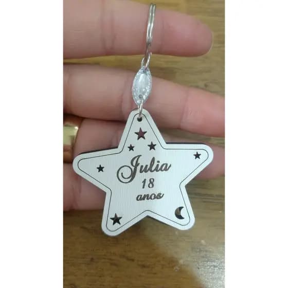 Chaveiros em MDF Lembrancinha Estrela 18 anos