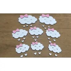 Kit aplique Nuvens com 8 peças em MDF.