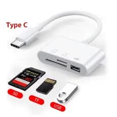 Leitor de Cartão USB Tipo C para TF SD 3 em 1 Transferência de Alta Velocidade OTG para Android e Laptop
