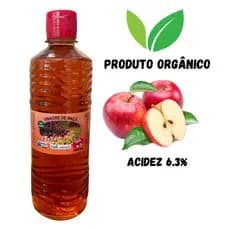 Vinagre de Maçã Orgânico 6.3% Acidez - 500ml -100% Natural  Sem Conservantes Livre de transgênicos