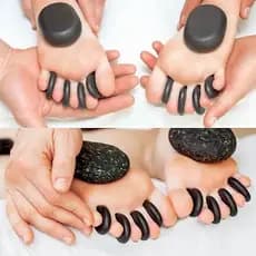 Kit De 10 Pedras Quentes Vulcânicas Para Massagem Pés Podal 8 Peças + 2 Pedras Médias
