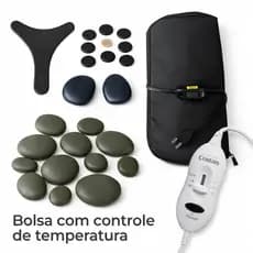 Kit de Pedras Quentes Massagem 10 Pedras Podal Manta Termica com controle Temperatura Pantala Facial