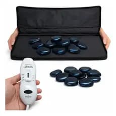 Kit 12 Pedras Quentes Vulcânicas Massagem + Bolsa Aquecedora Térmica 127v ou 220v
