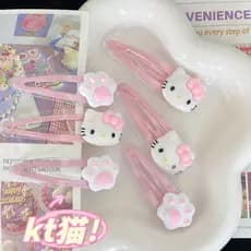 Pink KT Cat Bb Clip Jelly Sense Ins Sweet Cute Garra De Pêlo De Gato Fofo Menina Lado Do Coração Alfinetes