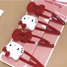 Grampo De Cabelo Retrô Vermelho Kt Gato Meninas Novo Bonito Menina Coração Clipe Lateral Franja Japonês E Coreano Irmã