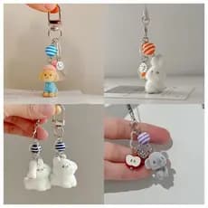 Bonito Dos Desenhos Animados Peludo Pequeno Animal Chaveiro Menina Coração Pato Amarelo Coala Coelho Pingente Do Telefon